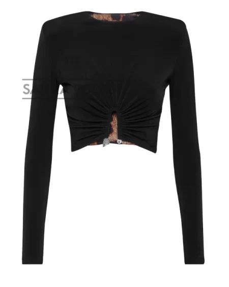 Croptop con Mangas - Negro