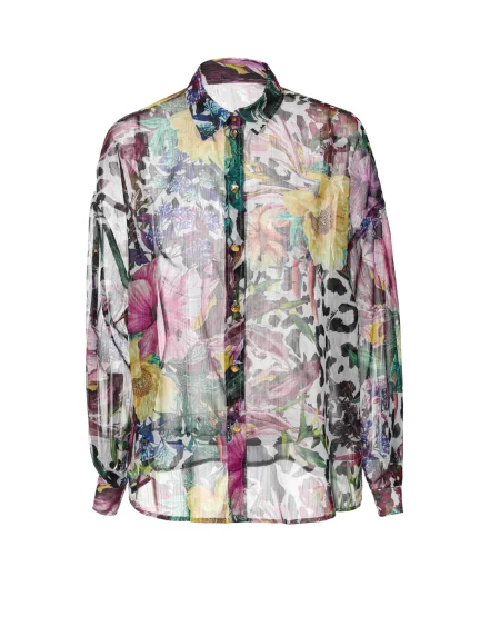 Camisa Crepon Trilobato Flora/Blanca