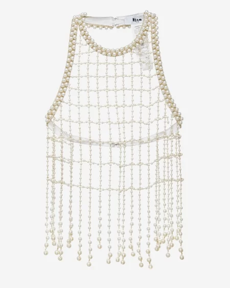 Top Blanco con Perlas