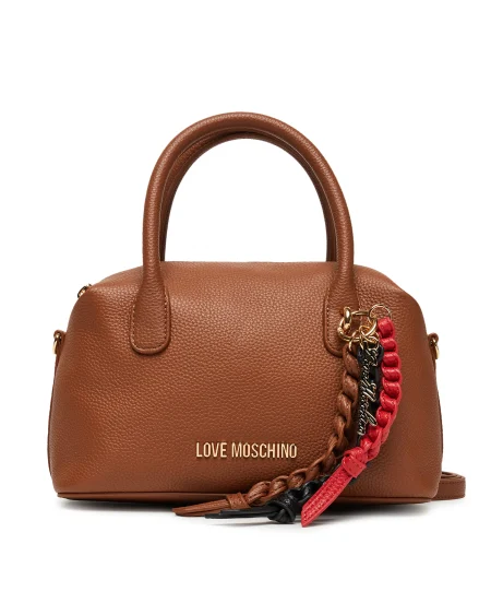 Cartera Love Moschino café de mano tipo maletin