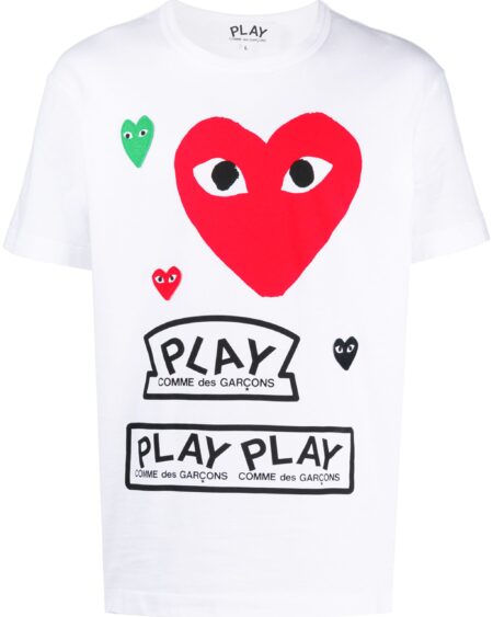 Camiseta Comme des Garcons  Corazones y Logo