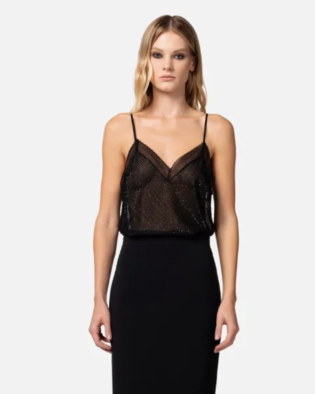 Top Ricamato - Negro