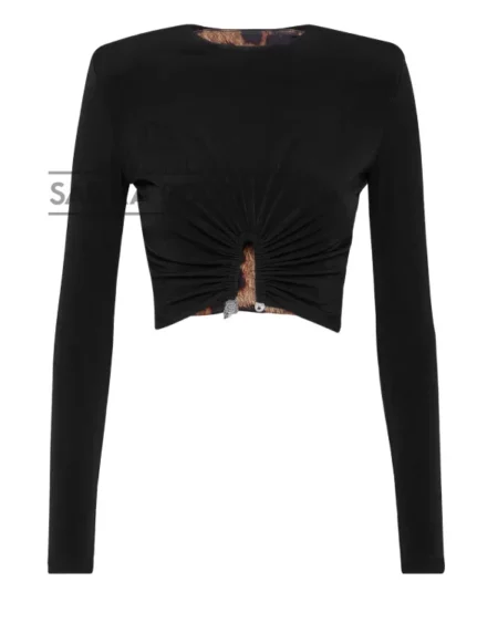 Croptop con Mangas - Negro