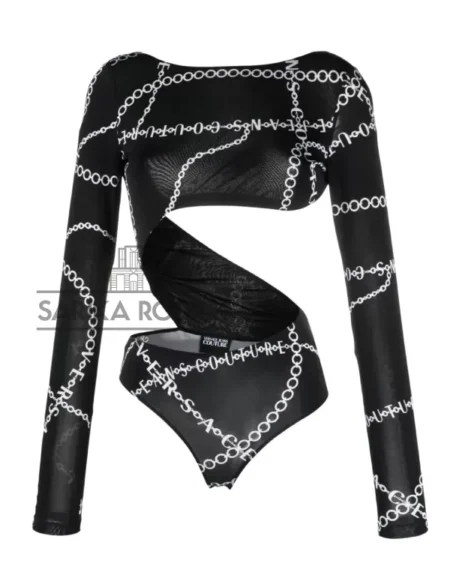 Top Print Chain Couture - Black