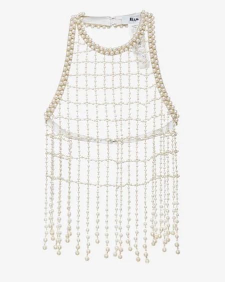 Top Blanco con Perlas