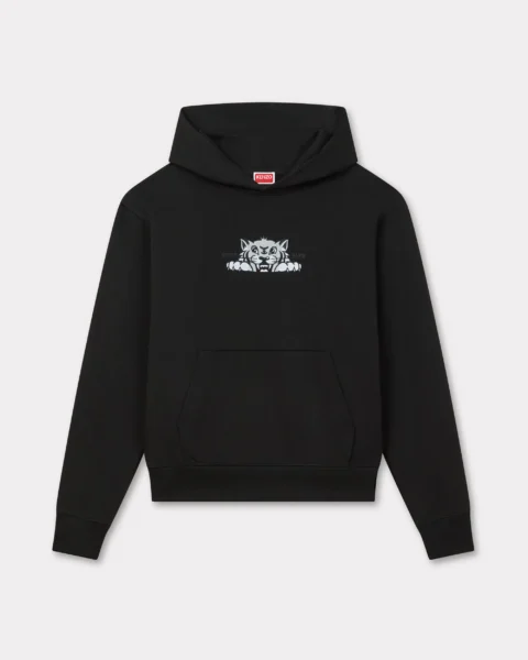 Hoodie Kenzo Negro con Bordado Tiger Academy - Sudadera con Capucha