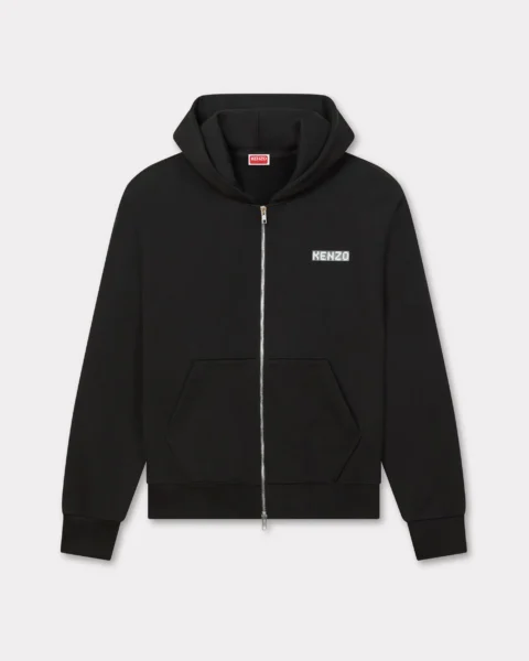 Polerón con Cierre Kenzo Negro - Hoodie con Cremallera y Estampado en Espalda