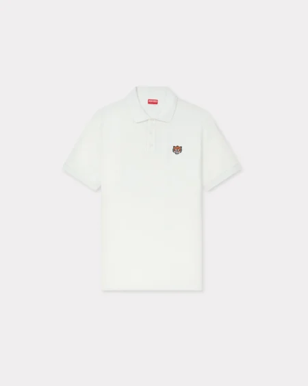 Polera Polo Kenzo Blanca de Piqué - Polo con Logo Tigre Pequeño