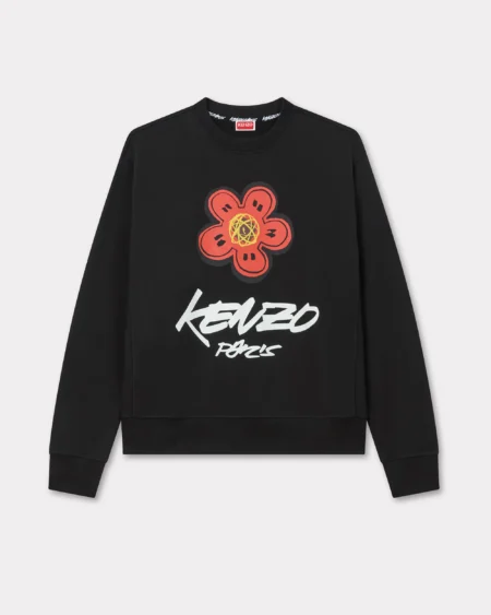 Polerón Kenzo Negro Boke Flower - Sudadera Cuello Redondo con Logo Script
