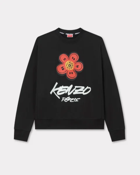 Polerón Kenzo Negro Boke Flower - Sudadera Cuello Redondo con Logo Script