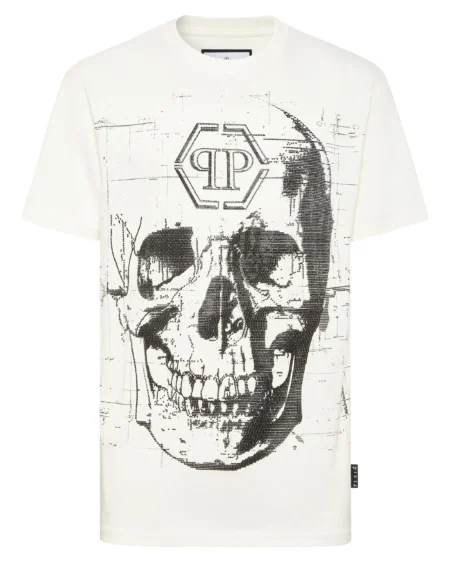 Camiseta Philipp Plein Skull Strass Blanca