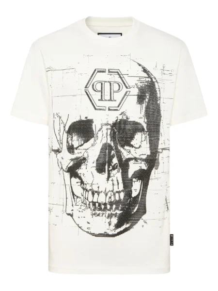 Camiseta Philipp Plein Skull Strass Blanca