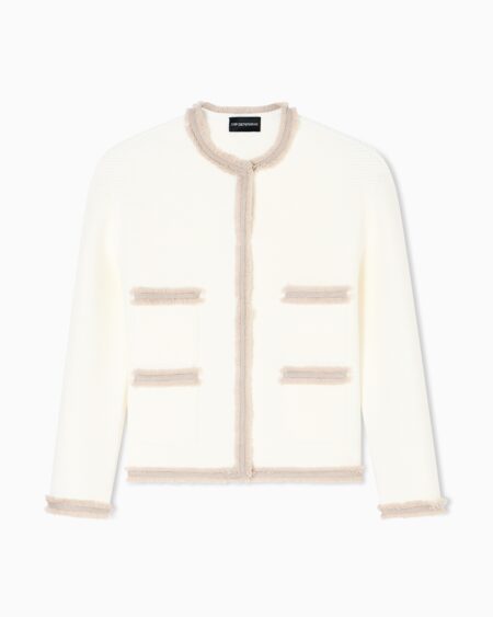 Chaqueta Blanca Emporio Armani Mujer Textura Tweed Elegante