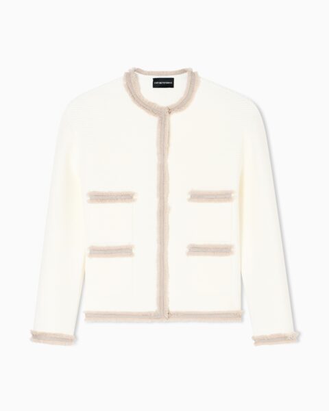 Chaqueta Blanca Emporio Armani Mujer Textura Tweed Elegante