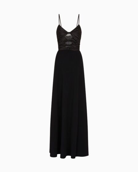 Vestido Negro Largo Emporio Armani Mujer Tirantes Detalle Cut Out