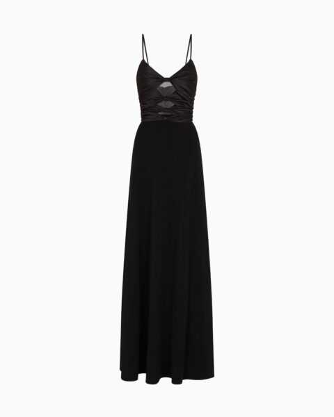 Vestido Negro Largo Emporio Armani Mujer Tirantes Detalle Cut Out