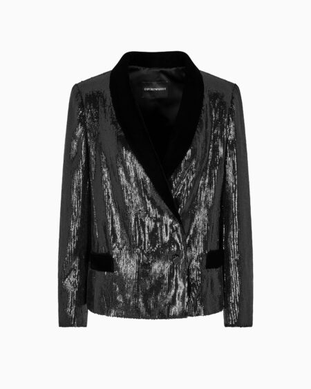 Blazer Negro Emporio Armani Mujer Lentejuelas Brillo Elegante