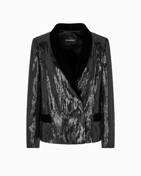 Blazer Negro Emporio Armani Mujer Lentejuelas Brillo Elegante