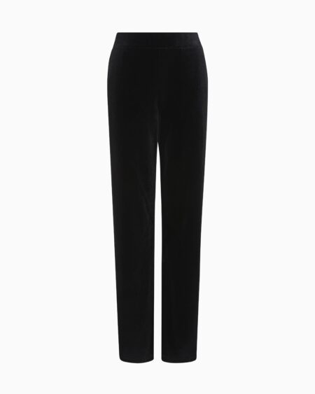 Pantalón Negro Emporio Armani Mujer Terciopelo Corte Recto
