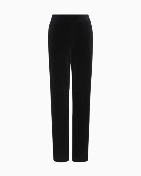 Pantalón Negro Emporio Armani Mujer Terciopelo Corte Recto