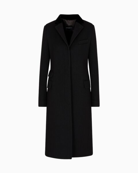 Abrigo Negro Emporio Armani Mujer Largo Corte Sastre Elegante