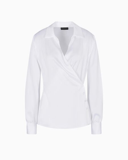Blusa Blanca Cruzada Emporio Armani Mujer Elegante