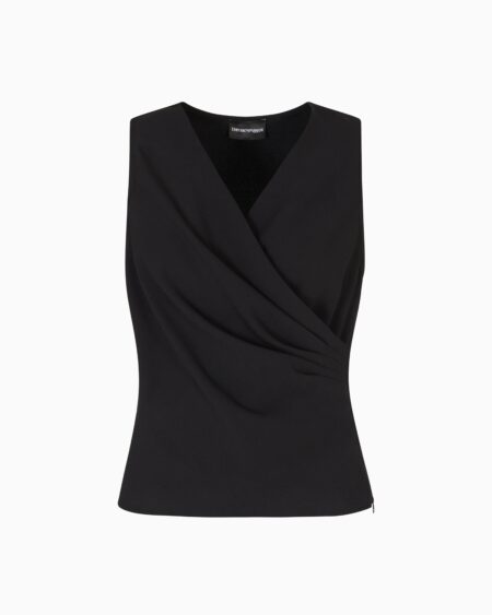 Top Negro Sin Mangas Emporio Armani Mujer Diseño Cruzado