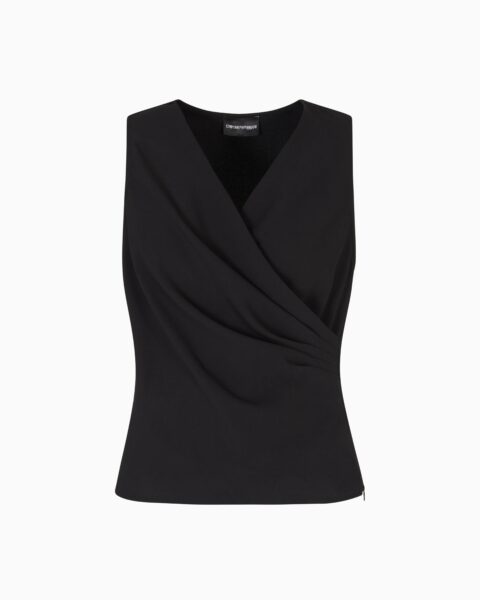 Top Negro Sin Mangas Emporio Armani Mujer Diseño Cruzado