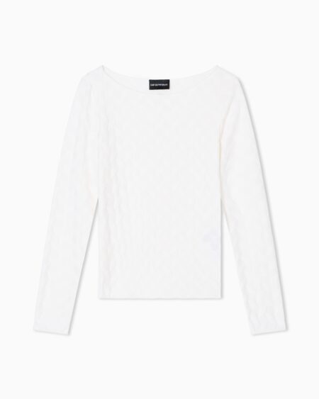 Top Blanco Texturizado Emporio Armani Mujer Manga Larga