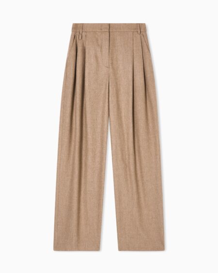 Pantalón Beige Emporio Armani Mujer Corte Recto Amplio