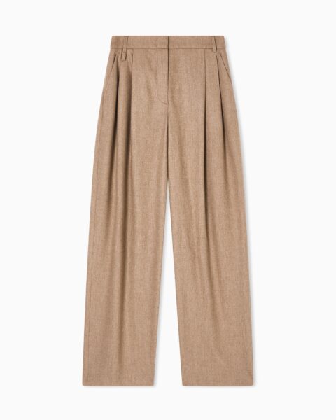 Pantalón Beige Emporio Armani Mujer Corte Recto Amplio
