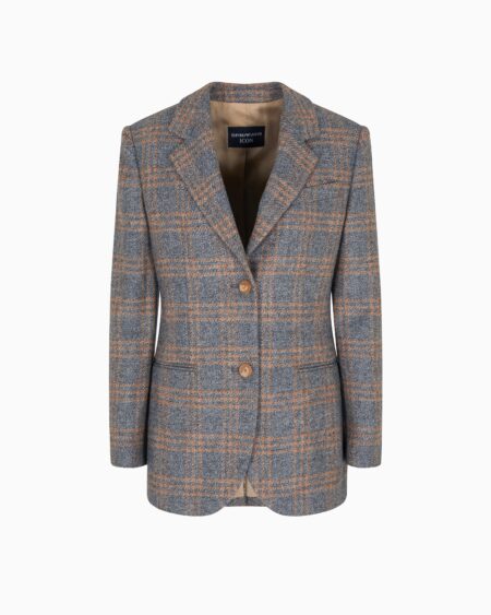 Blazer Gris Cuadrillé Emporio Armani Mujer Diseño Clásico