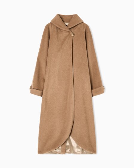 Abrigo Camel Largo Emporio Armani Mujer Diseño Oversize