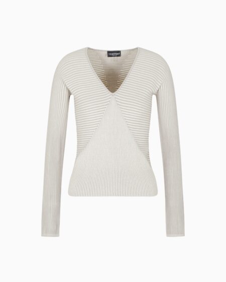 Top Tejido Gris Claro Emporio Armani Escote V Ajustado