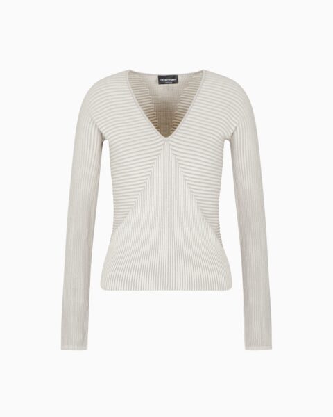 Top Tejido Gris Claro Emporio Armani Escote V Ajustado