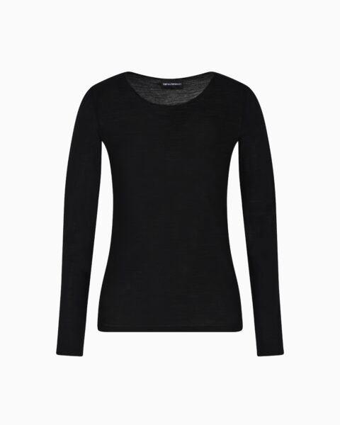 Top Negro Básico Emporio Armani Mujer Manga Larga