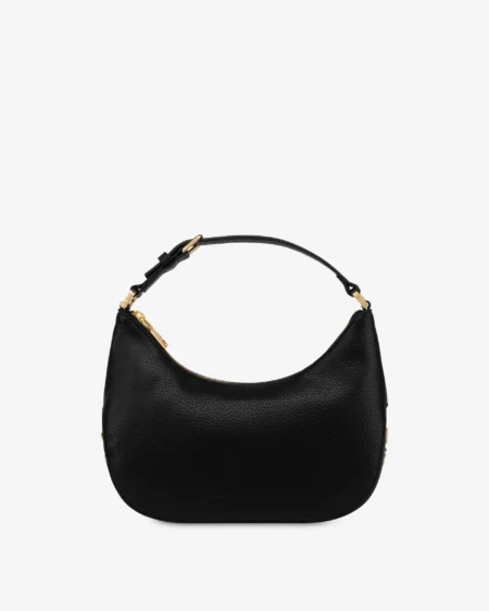 Cartera Hobo Negra Love Moschino con Logo Lateral Dorado