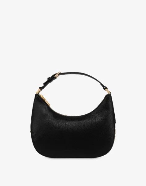 Cartera Hobo Negra Love Moschino con Logo Lateral Dorado