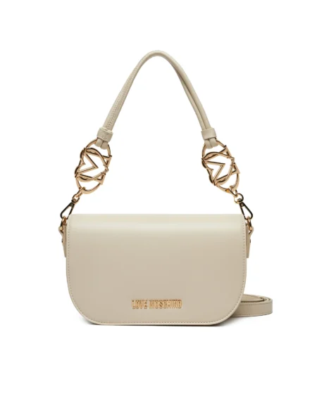 Cartera Hobo Beige Love Moschino con Herrajes Dorados