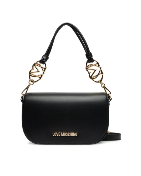Cartera Negra Love Moschino Minimalista con Logo Dorado