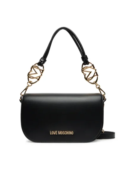 Cartera Negra Love Moschino Minimalista con Logo Dorado