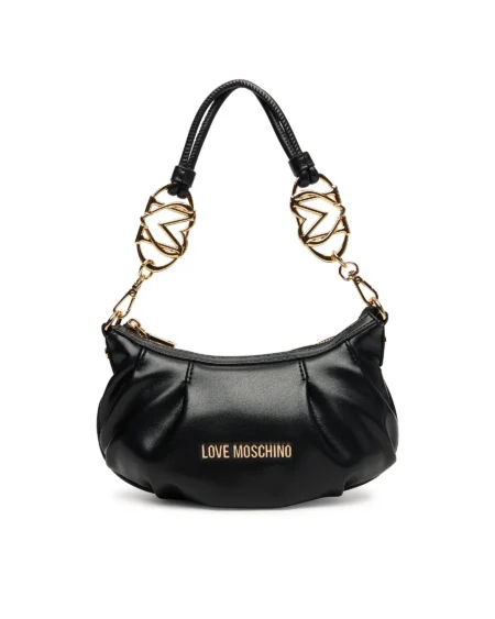 Cartera Hobo Negra Love Moschino con Cadena Dorada y Logo
