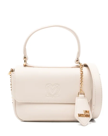 Cartera Beige Love Moschino Top Handle con Cadena Dorada
