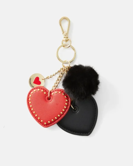 Llavero Love Moschino con Corazones, Pompon y Detalles Dorados