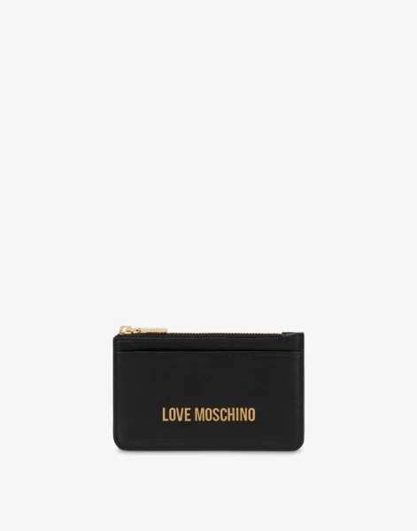 Tarjetero Negro Love Moschino con Cierre y Compartimentos
