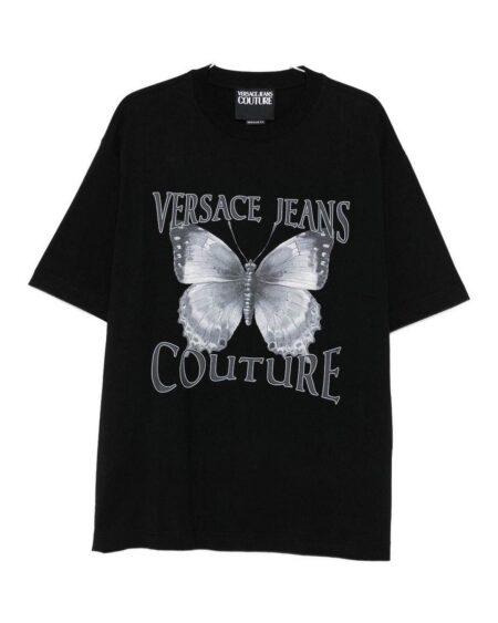 Polera Versace Negra Mariposa Logo Hombre