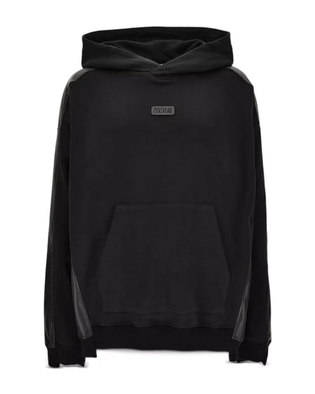 Hoodie Versace Negro Panel Posterior Efecto Cuero
