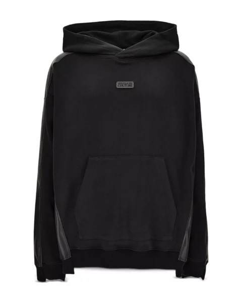 Hoodie Versace Negro Panel Posterior Efecto Cuero
