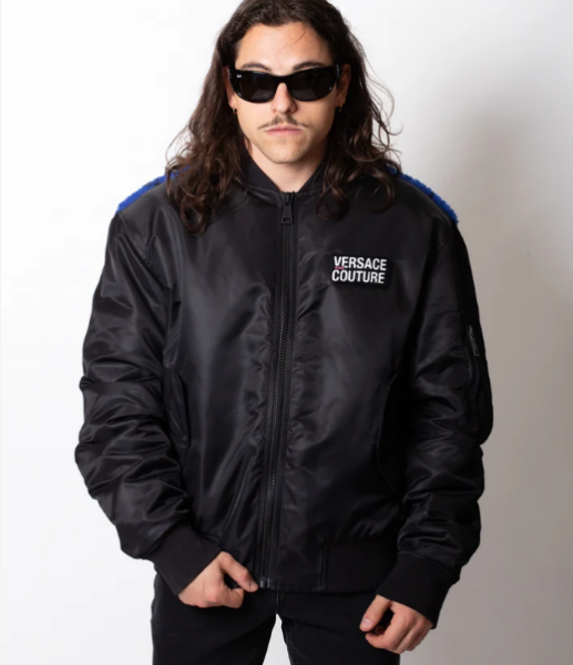 Chaqueta Bomber Versace Negra Posterior Rombos