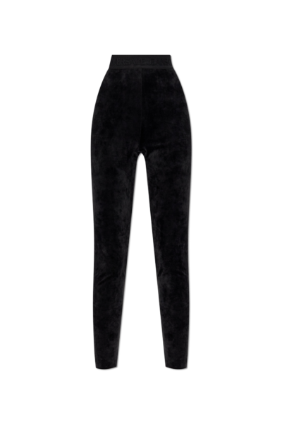 Calza Versace Mujer Terciopelo Negro Ajuste Alto